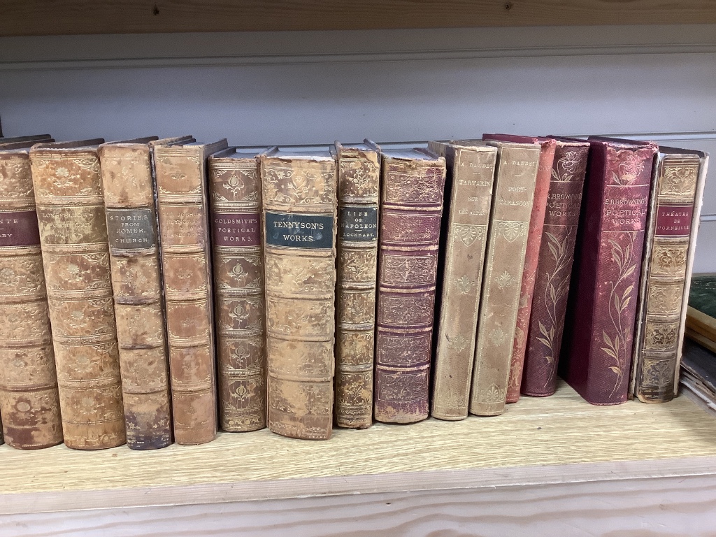 A collection of mixed 19th and 20th century leather bound books